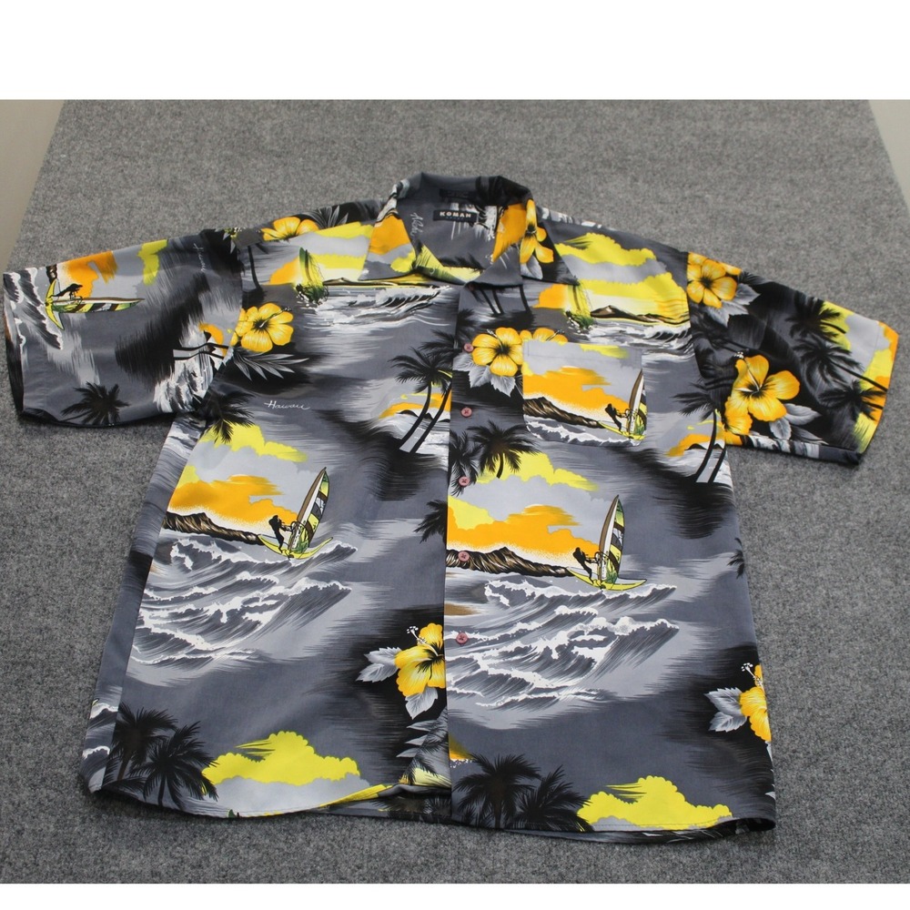 Vintage Koman Sport Hawaiian Shirt Men's Aloha Windsurfing‎ 3XL MISSING SIZE TAG